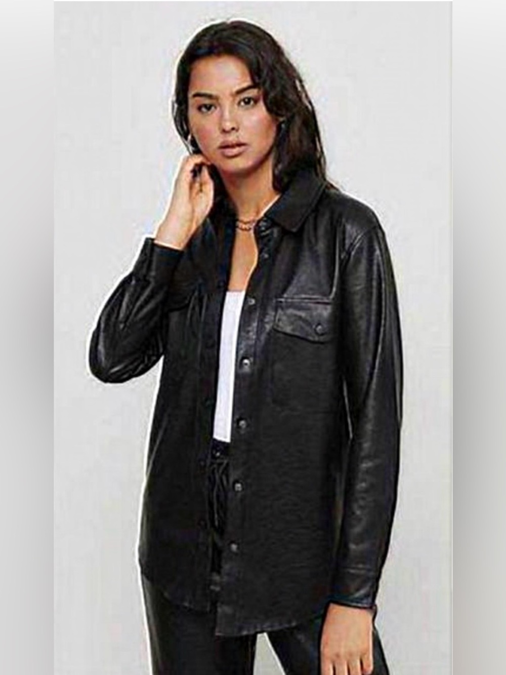 Women’s Dynamite faux leather black shirt/jacket shaket‎ size XL